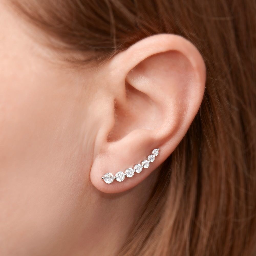 CZ Ear Crawlers, Ear Climbers, Ear Pins. - Picture 4 of 4